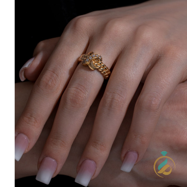 انگشتر طلا زرد ضربدری