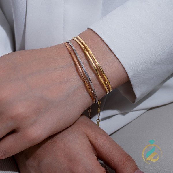 دستبند النگویی طلا دورنگ