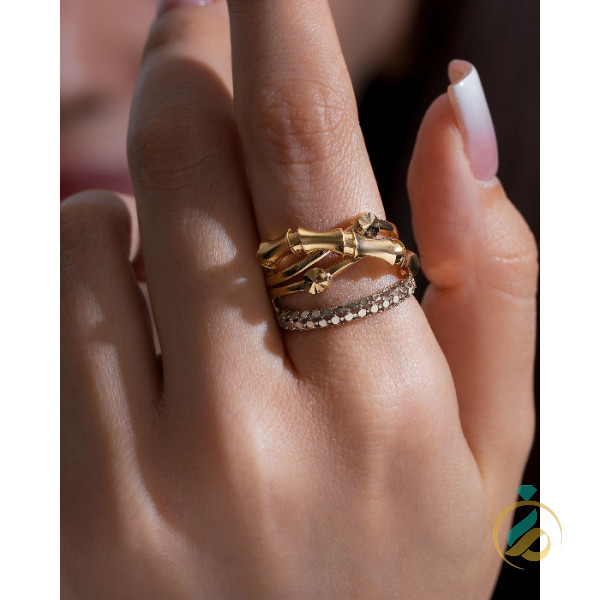 انگشتر طلای استخوانی دورنگ