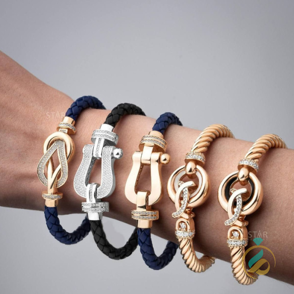 دستبند طلای چرم امگا